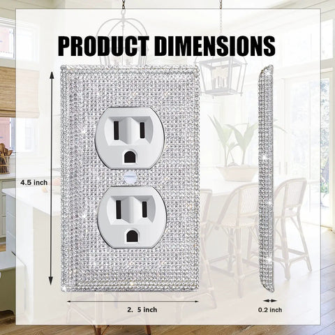 Product dimensions of 4 Pack Shiny Silver Rhinestone Outlet Covers 1 Gang Wall Plate Toggle Light Switch Covers Decorative Durable