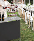 Portable Bar Table With 2-Tier Shelves, Lightweight Foldable Event Stand For Parties, Champagne Setup, Black Skirt