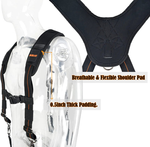 All Day Comfort 2.5 Inch Tool Belt Suspenders Set For Men Featuring EVA Padding And Breathable Neoprene Lining on mannequin