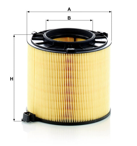 Cylindrical engine air filter with flame-retardant, water-resistant media for select Audi A4 A5 Q5 SQ5 S5 S6 S7 RS5 Quattro Allroad Sportback