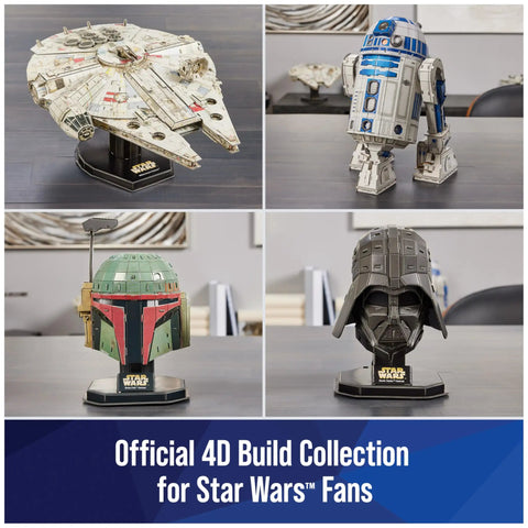 Official 4D Star Wars collection including Millennium Falcon 3D Model Kit For Star Wars Fans And Collectors on display.