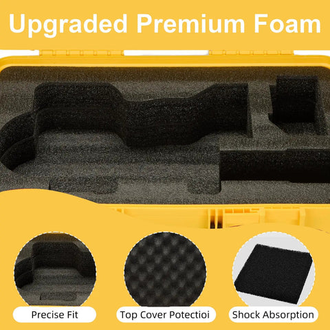 Beefy Hard Shell Case For 20V Max Grease Gun Kit DCGG571M1 DCGG571B with high density foam interior, protective foam cutouts.