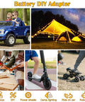 Collage showing uses of the Dewalt 20V Battery Adapter For Power Wheels DIY Conversion Kit with ride-on toys and robotics.