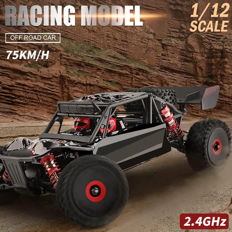 4WD 1 To 12 Scale Brushless RC Truck With Metal Chassis All Terrain Off Road RTR 2 4Ghz Radio Speeds Up To 75 Kmh For Adults High Speed Racing Car Ready To Run on rocky terrain