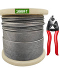 1000 Feet Of One Eighth Inch Stainless Steel Wire Rope Aircraft Cable For Deck Railing Kit With Seven By Seven Construction T316 Grade