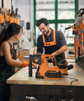 People working on 48 Inch Heavy Duty Adjustable Height Work Bench With 2000 Lbs Capacity, Built Like A Tank, Storage Shelf