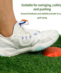 Foot pressing on Golf Force Pedal Training System For Swing Power And Balance With A Rubber Pedal Exerciser Step Pad on grass