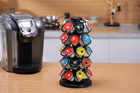 Wobble Free 35 Pod Coffee Pod Carousel Compatible With Keurig K Cup Pods And Third Party Pods, Holds 35 Pods, durable black base