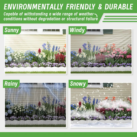 Twenty Pcs Garden Edging Border Kit With 20 Stakes For Lawn And Flower Bed White 20 Ft Landscaping Border Fence in all seasons