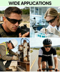 Solid Gear Clear Safety Glasses 120 Pack For Men And Women Featuring Ansi Z871 Approved Impact Shield Plus Anti Scratch Polycarbonate Lenses For Zero Hassle Workshop Adventures, worn by diverse professionals in various settings.