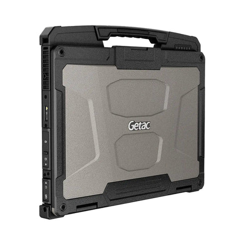 Hella Tough Rugged Laptop Featuring 10th Gen Intel Core I5 Up To 42 Ghz 133 Inch Full Hd Touchscreen 16 Gb Ram 256 Gb Ssd Ip66 Waterproof Build Shoots Straight In Rough Sites Running Windows 11 Pro Refurbished Workstation side view with durable casing and handle.