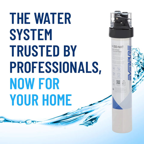 H-104 Quick-Change Filter Cartridge EV961211 for Home Drinking Water System beside flowing water