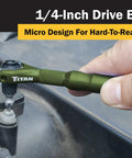 One Quarter Inch Drive Swivel Head Micro Ratcheting Bit Driver With Four Inch Length Ninety Tooth Reversible Ratchet in use