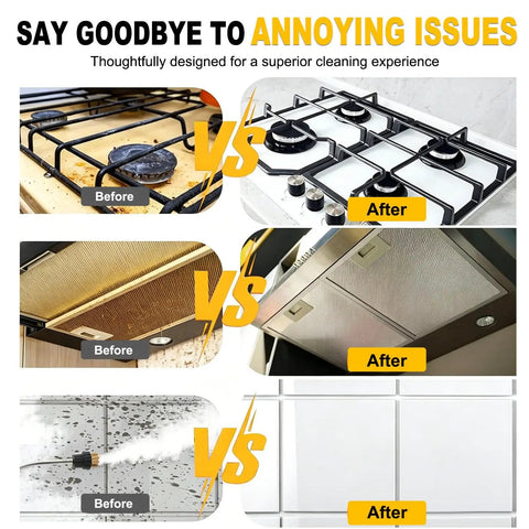 Get Your Place Sparkling With This Badass 3000w High Pressure Steam Cleaner. Before and after cleaning kitchen surfaces.