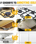 Powerful 3000W Commercial Steam Cleaner With 3.5L Tank For High Temp Deep Cleaning At 110C shown cleaning oily stovetops and surfaces.