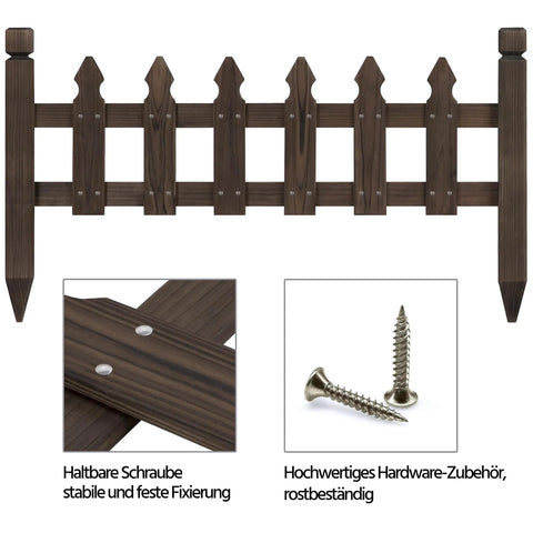 Solid Fir Wood Garden Picket Fence Edging Kit With Five Panels For Yard Border And Plant Beds Approximately 178 By 22 Inches Durable Outdoor Fence System That Is Flexible And Simple To Install