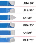 Six PNBO 1/4-inch carbide-tipped lathe cutters with varying tip angles on blue shanks.