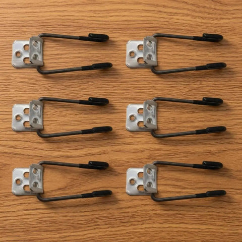 Galvanized Metal Extension S Hook For Sofa Springs And Upholstery Repair, six heavy-duty hooks on wooden surface