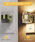 Chill Vibes Led Night Light Plug In Wall With Adjustable Color Temp And Triple Brightness For Bedrooms Hallways Featuring Classy Bubble Glass Design, showcasing light sensor on and off function.