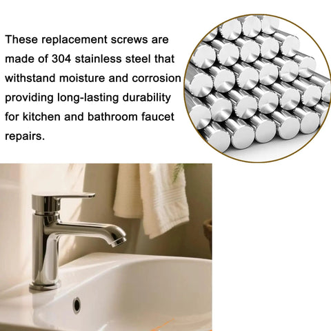 Pro Grade Stainless Steel Set Screw Kit For Kitchen Faucets And One Handle Lavatory, Includes 5 Screws And Hex Wrench, 304 Stainless Replacement Hardware For Quick Faucet Repair.