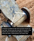 50mm Bucket Pin Shim For Excavators And Skid Steer Loaders, 3mm Thick Polyethylene Pin Shim installed on excavator connection