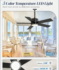 42 Inch Outdoor Ceiling Fan With Light And Remote, IP65 Waterproof Outdoor Hanging Fan for gazebo patio porch garage, black in room