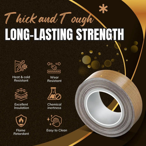 Pro Grade Heavy Duty High Temp Teflon Tape For Impulse Sealer And Vacuum Sealer, PTFE Fiberglass Tape, 13mm By 10m