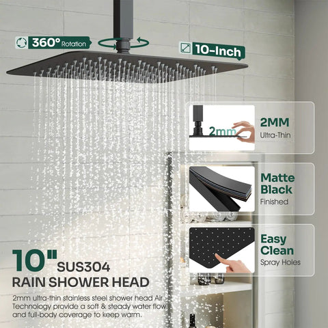 Top Shelf Ceiling Mount Shower System With 10 Inch Rain Head And Handheld Valve Trim Kit For Bold Bathroom Refresh Slick Finish No Fuss Durable Efficient Setup