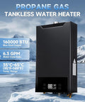 Propane Tankless Water Heater That Knocks It Out Of The Park Delivering Six Point Three Gpm And One Sixty Grand Btu against icy mountains.
