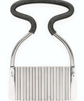 Crinkle cutting tool with stainless steel ribbed blade and black rubber U-shaped handles; 4.5x3 in.