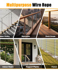Multipurpose uses of Rugged Marine Grade 1/8 Inch Stainless Steel Cable For Railing And Deck Fencing, 7x7 Wire Rope