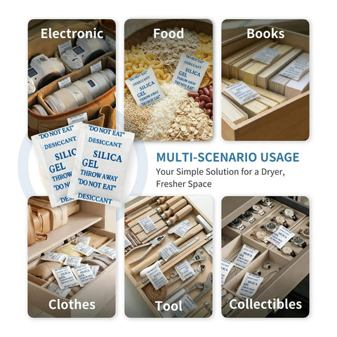 Premium 50 Pack 5G Reusable Silica Gel Desiccant Packets Food Grade Moisture Absorbers Keep Your Gear Crack Free Heavy Duty Humidity Control Pouches For Clothing Docs Jewelry Totally Legit Fresh Storage Setup