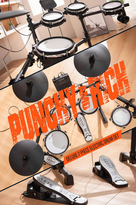 B Core 530 Electric Drum Set With Dual Zone Quiet Mesh Pads 10 Inch Cymbals shown in modern setup on wooden floor