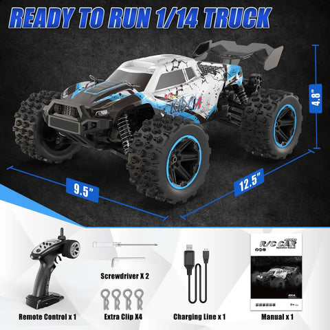 One Fourteenth Scale RC Car For Adults And Teens 50 KPH 4WD Off Road Truck With All Terrain Beast Mode, high speed vehicle details