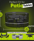 Heavy Duty 75 Inch Round Patio Table Cover With Umbrella Hole Waterproof 600D Oxford Fabric All Weather Outdoor Cover