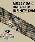 Mossy Oak Break Up Infinity Camo design on 1 inch wide polyester ratchet strap