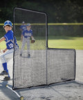 7x7 Foot Baseball Softball L Screen For Pitcher Safety With Wheels Portable Pitcher Guard With Steel Frame On Field