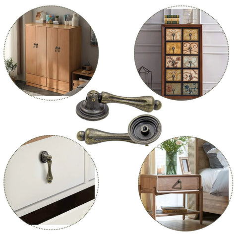 Antique Bronze Tear Drop Cabinet Pulls Set of 6 with Screws, shown installed on drawers, dressers, wardrobes, vintage hardware