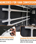 Get This Sick Camper Van Insulation Roll To Level Up Your Ride. 5X20 Ft Roll. 1.34-Inch Thick Polyester Fiber in van conversion setup.