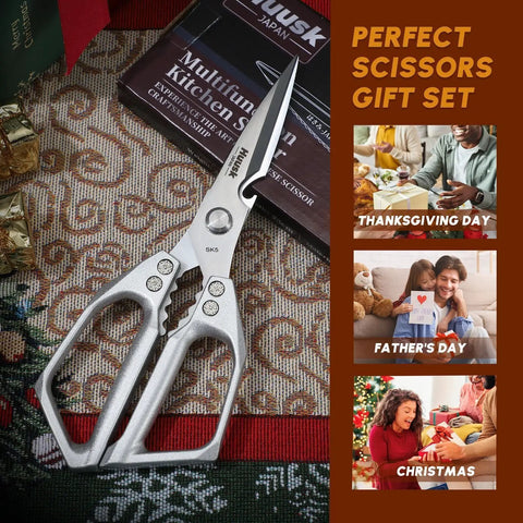 Kitchen Scissors For All Purpose Food Prep, Stainless Steel Kitchen Shears With Sharp Precision, Your Handy Multipurpose Cutting Tool For Poultry, Herbs, And Everyday Kitchen Tasks. 9-inch stainless steel kitchen shears in gift set packaging