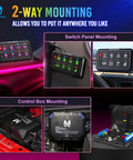 8 Gang RGB Switch Panel With Backlit Off Multifunction Toggle Switch Pod shown with mounting options and control box
