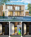 Easy Install Outdoor Motion Sensor Wall Lights With Dusk To Dawn Sensor LED Lanterns on modern house showing auto mode settings