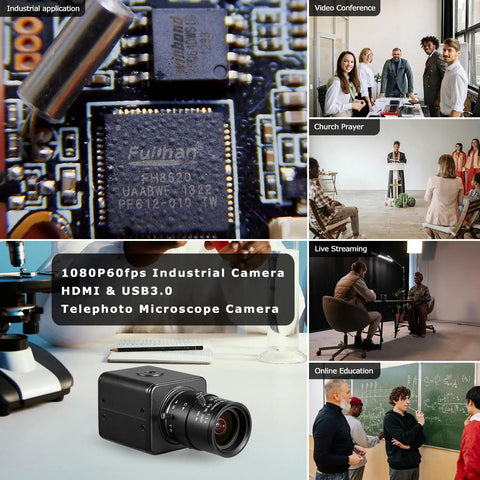 Top Tier 1080p 60fps Usb3.0 Hdmi Dual Output Digital Security Camera with telephoto lens for live streaming and video conferencing.