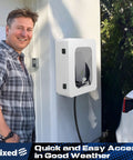 Heavy Duty Weatherproof EV Charger Enclosure Wall Box With Secure Code Lock solid polycarbonate build mounted on wall.