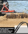 Six Pack Heavy Duty Rock Rake Tines Replacement For Landscape Rakes One Inch By Five Sixteenth Inch in use on soil
