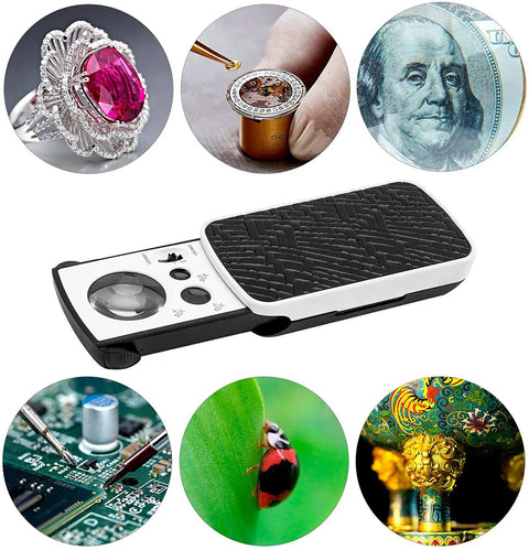 Two Pack Jewelers Loupe With Light 30X 60X 90X Triple Magnification For Coin Diamonds Gems Jewelry And Stamps Includes Spare Batteries
