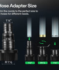 Hose adapter kit: black plastic fittings with adjustable barb sizes 1¼, R1¼, 1¾ for pond or pump hoses.
