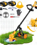 Cordless 21V Weed Eater With Three Cutting Attachments Electric String Trimmer for dense weeds with accessories on lawn