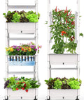 Indoor Hydroponic Garden Kit For Homegrown Herbs With 42 Pods, 3 Tier White Gloss Finish, LED Grow Lights, Auto Timer