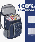 35 Can Leakproof Insulated Cooler Backpack For Beach Camping Kayaking And Hiking, with open lid showing drinks inside